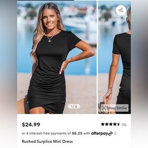 NWT - Medium Cupshe Ruched Surplice Mini Dress in Black. Perfect for vacation!